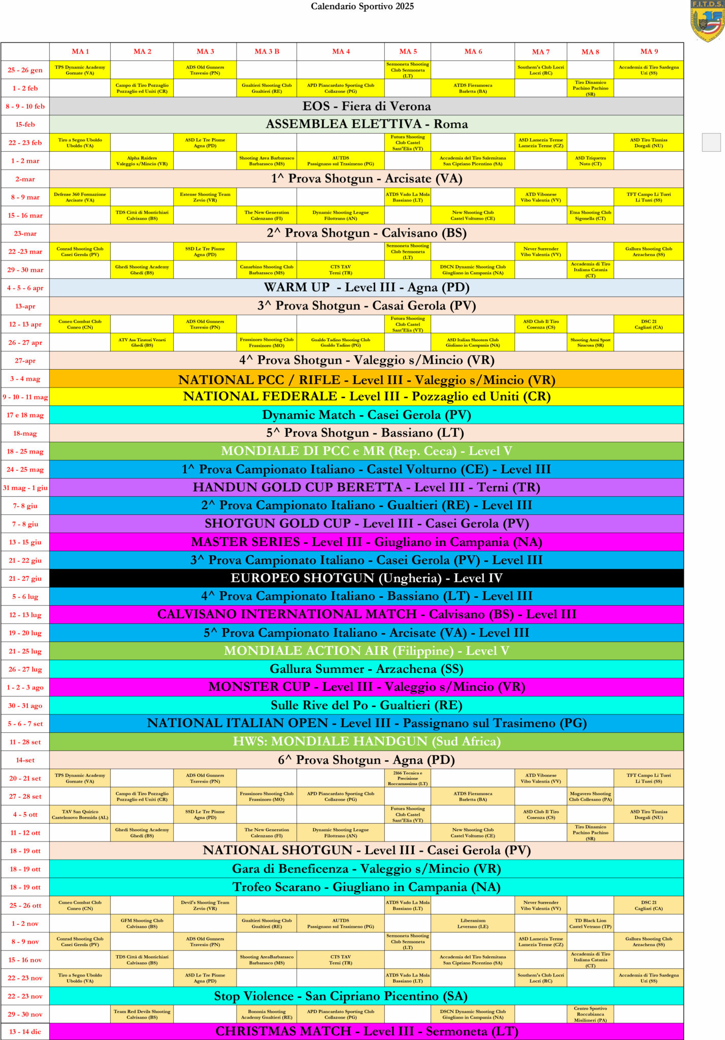 Calendario F.I.T.D.S. 2025